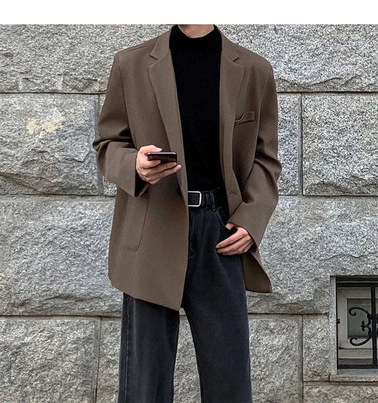 2024 Spring Summer Men Formal Blazers Men Korean Fashion Loose Casual Dress Jacket Men Harajuku Social Suit Jacket Clothing