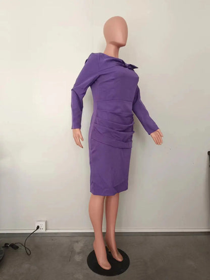 African Bodycon Dresses for Women Autumn Elegant African Long Sleeve O-neck Polyester Knee-length Dress Dashiki African Clothing