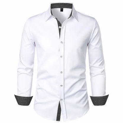 New Men's Casual Long Sleeve Shirt Black/Red/White Available European Size S-XXL