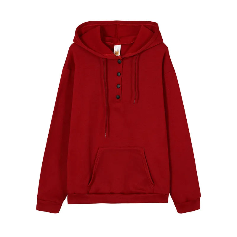 2026 Autumn New Women Loose Fit Hooded Sweatshirt Drawstring Pocket Design Long Sleeve Casual Daily Streetwear Fashion Tops