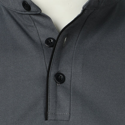 Men's short-sleeved stand-up collar top casual fashion daily solid color short-sleeved stand-up collar T-shirt casual top