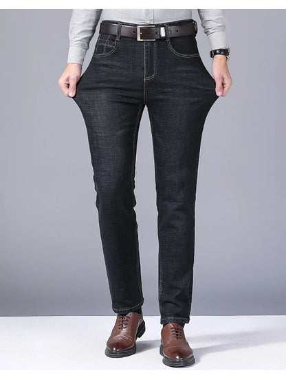 Men Fashion Straight Jeans Men 2024 New Stretch Slim Fit Pants Comfortable Soft Business Denim Trousers Male Brand Clothing