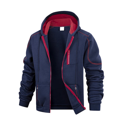 Men's Casual Sports Zipper Hoodie Coat Solid Color Cardigan Sweatshirt for Men Clothing Sportswear Slim Fit Casual Jacket