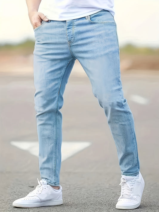 Men's Skinny Jeans, Stretch Jeans, Machine Washable, Suitable for All Seasons, Appropriate for Formal And Casual Attire. Modern Fit Jeans, A Versatile Wardrobe Essential, Durable, Stylish Trousers, Suitable for Young Professi