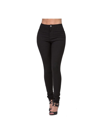 Slim-Fit Stretchy Jeans for Women, Solid Color, Flattering Long Pants, Available in Multiple Colors, European And American Style, Trendy And Versatile