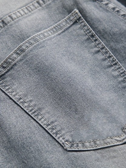 New Men'S Casual Slim Fit Worn-out Jeans With Elastic Fashion Trend Men'S Jeans