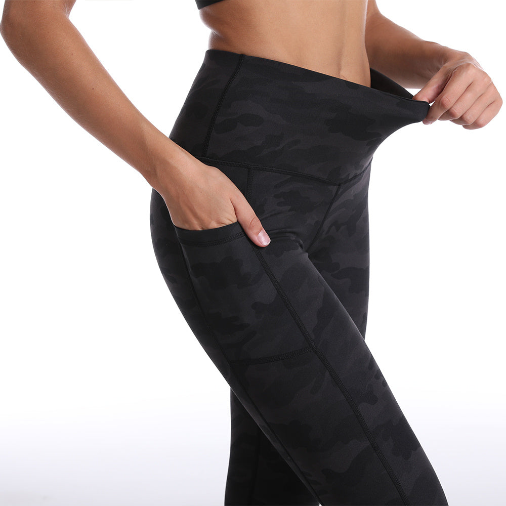 Women's Activewear: Stretchy Camo Print High Waist Pocket Leggings with Breathable Sweat Absorption & Ankle Length - Perfect for Sports! For Fall & Winter