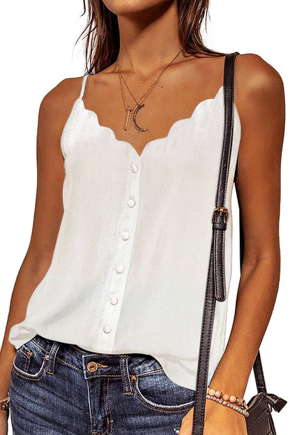 White Spaghetti Strap V-Neck Buttoned Vest