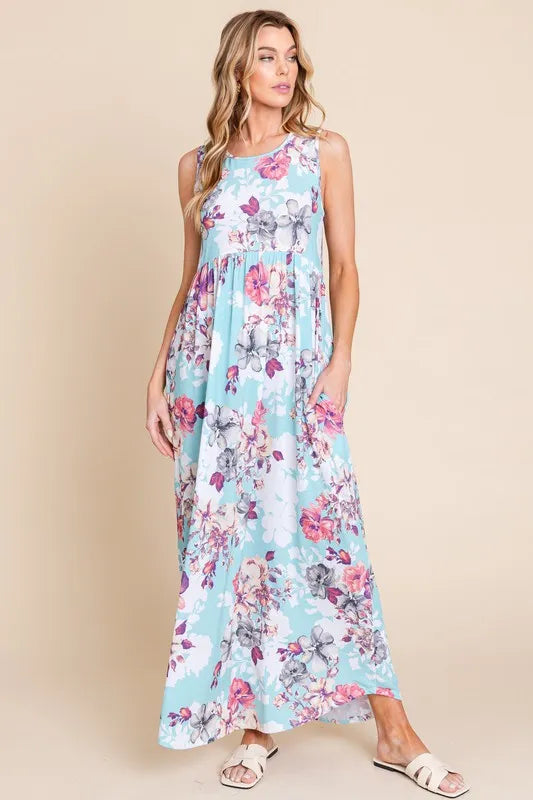 Sleeveless Floral Maxi Dress