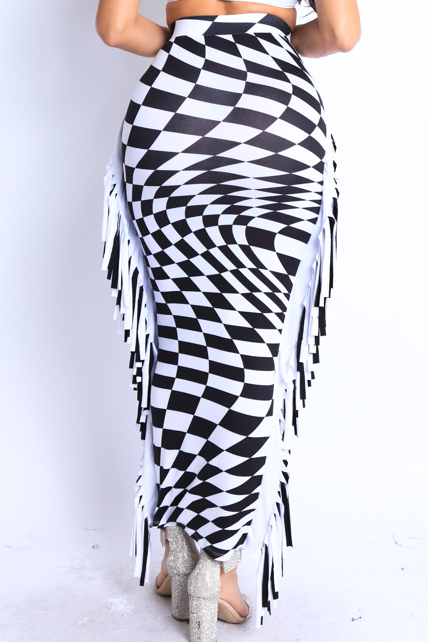 Plaid Stretch Bodycon Maxi Skirt