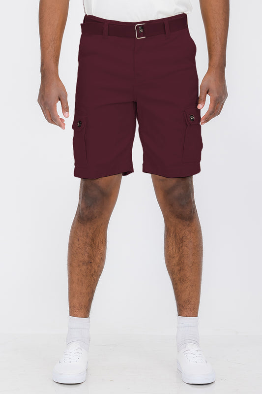 Belted Cargo Short - Maroon