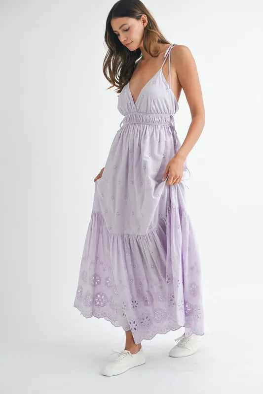MABLE Side Strap Lace Maxi Dress