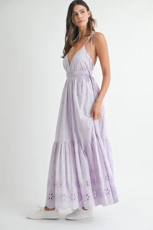 MABLE Side Strap Lace Maxi Dress
