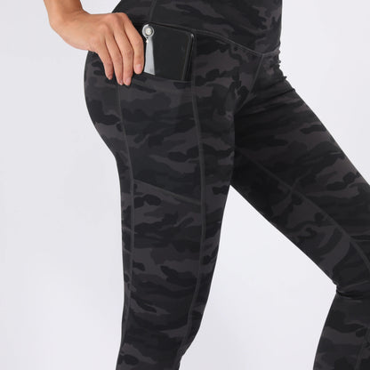 Women's Activewear: Stretchy Camo Print High Waist Pocket Leggings with Breathable Sweat Absorption & Ankle Length - Perfect for Sports! For Fall & Winter