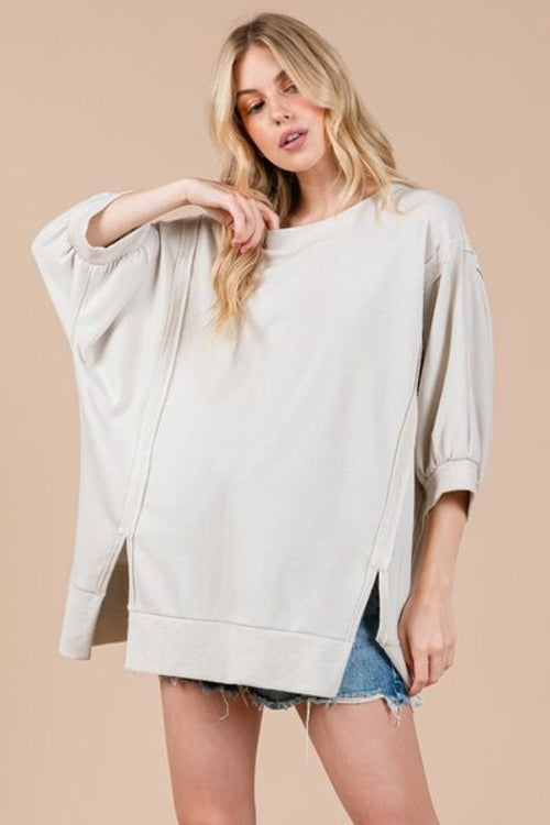 Drop Shoulder Puff Sleeve Sweatshirt