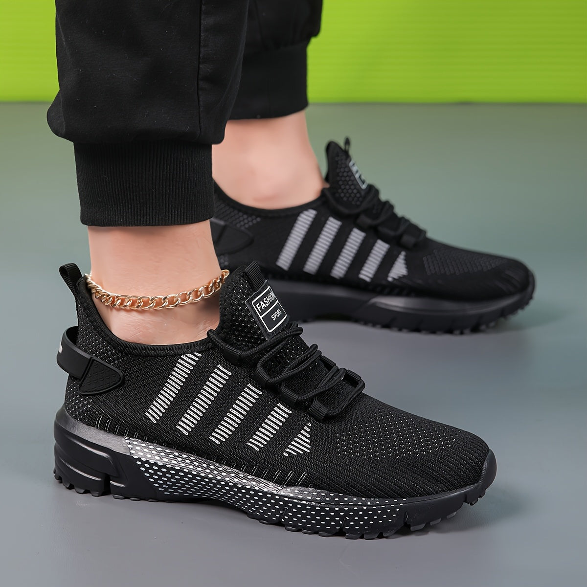 1 Pair of Men's Casual Sneakers Available in 3 Colors, Featuring Geometric Texture Fabric with Lace-up Closure, Durable MD Sole, Breathable Upper, Suitable for All Seasons