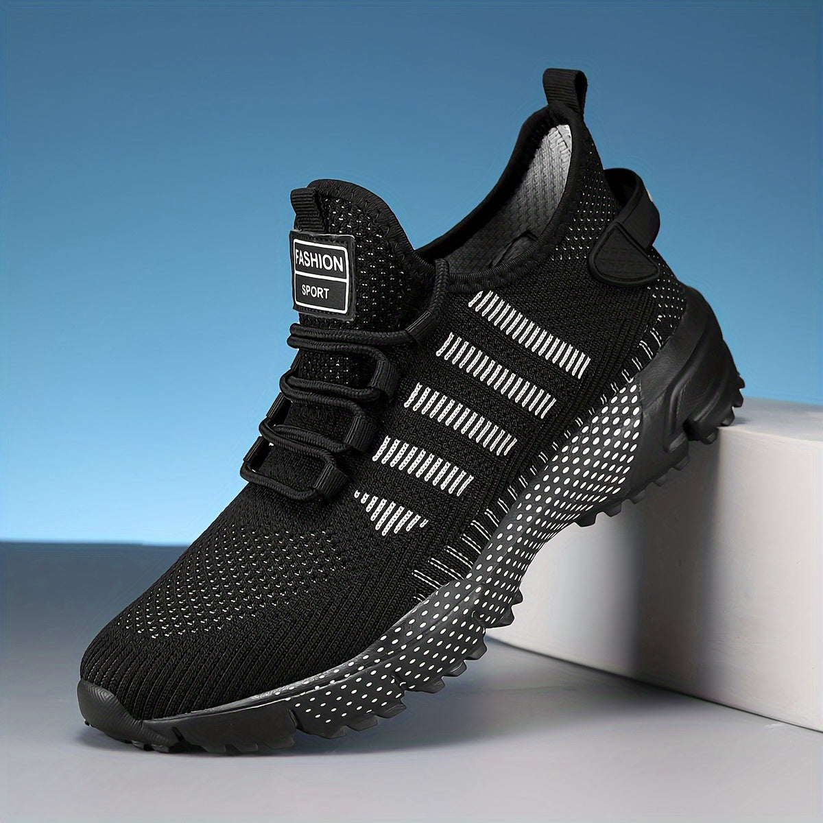 1 Pair of Men's Casual Sneakers Available in 3 Colors, Featuring Geometric Texture Fabric with Lace-up Closure, Durable MD Sole, Breathable Upper, Suitable for All Seasons