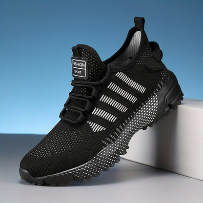 1 Pair of Men's Casual Sneakers Available in 3 Colors, Featuring Geometric Texture Fabric with Lace-up Closure, Durable MD Sole, Breathable Upper, Suitable for All Seasons