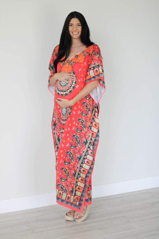 Loose Fit Silk Caftan Dress