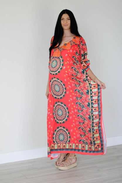 Loose Fit Silk Caftan Dress