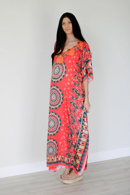 Loose Fit Silk Caftan Dress