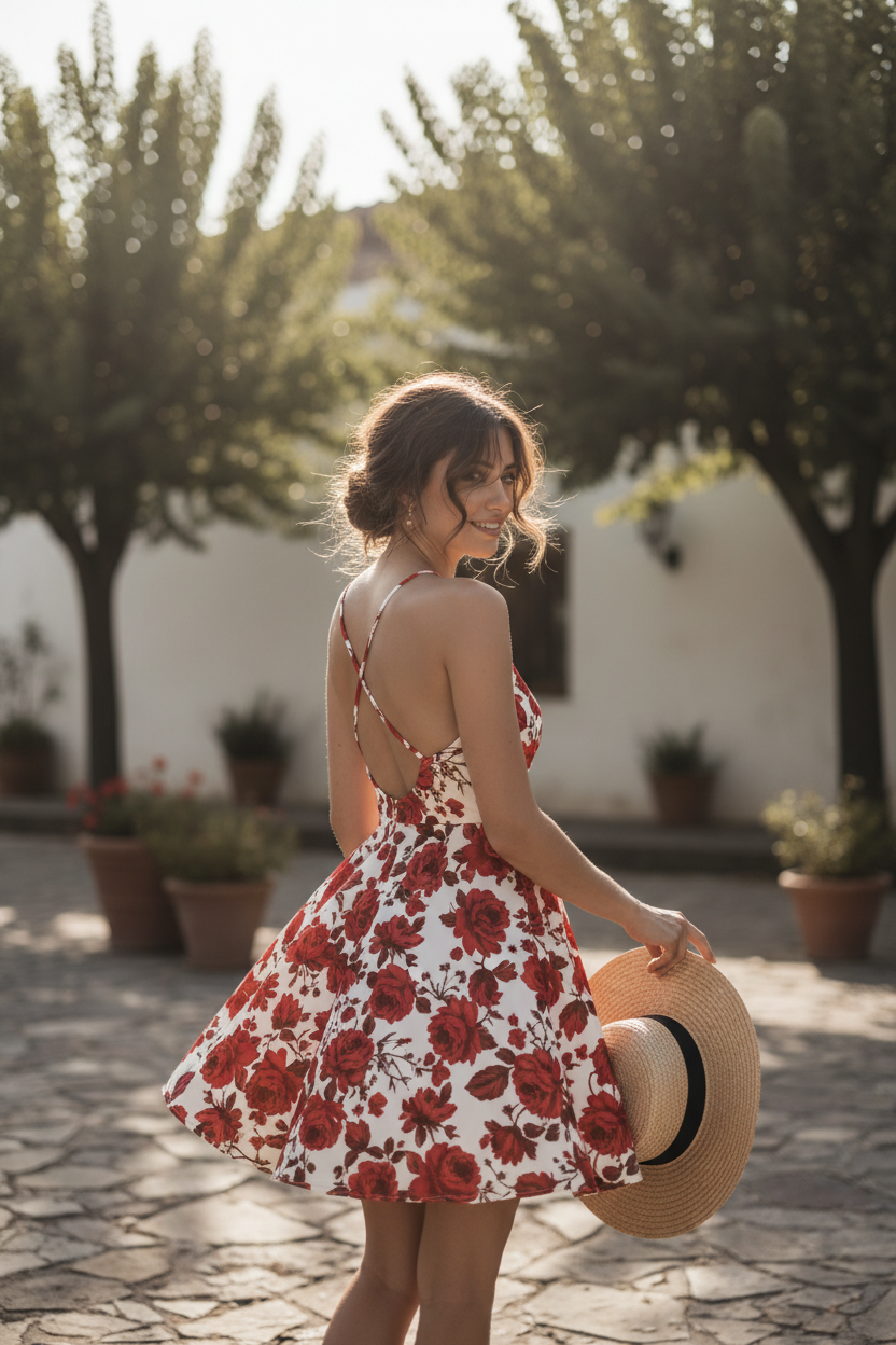 Floral A-Line Mini Dress – Backless Summer Style
