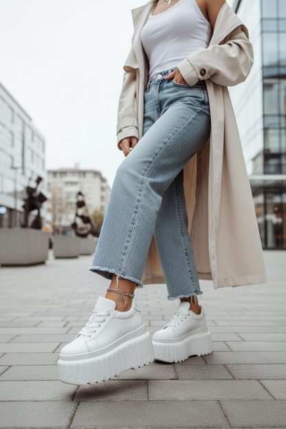 Platform Chunky Sneakers – Leather, Sizes 34–39