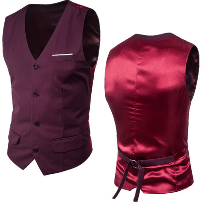 High Quality Men Suit Vest Waistcoat Business Casual Slim Groom Groomsman Wedding Men's Dress Blazer Vests 9 Colors Formal Party