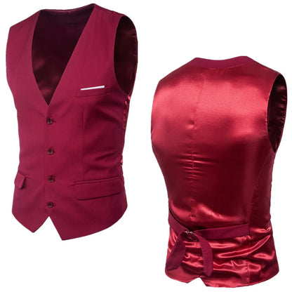High Quality Men Suit Vest Waistcoat Business Casual Slim Groom Groomsman Wedding Men's Dress Blazer Vests 9 Colors Formal Party